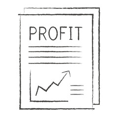 Poster - Png white profit analysis doodle icon, transparent background