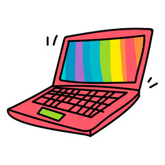 Wall Mural - red laptop sticker with a white border design element