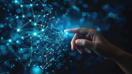 Wall Mural - hand interacting with digital network