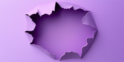 Poster - Ripped purple paper creating a round hole revealing a darker purple background