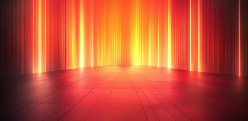 Wall Mural - Vibrant red gradient background with symmetrical light beams creating dynamic atmosphere. warm tones evoke energy and excitement, perfect for various design projects