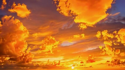 Wall Mural - Orange Clouds Moving in the Sunset Sky