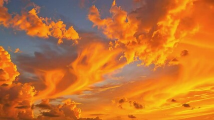 Wall Mural - Orange Clouds Moving in the Sunset Sky