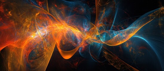 Wall Mural - Abstract swirling orange and blue energy.