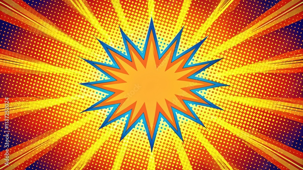 Dynamic comic book action layout background with halftone dots and ...