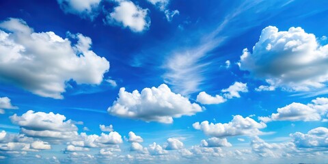 Wall Mural - Clear blue sky with soft clouds, sky, clouds, nature, weather, peaceful, serene, tranquil, blue, fluffy, puffy, white