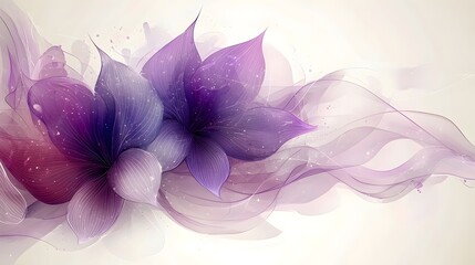 Wall Mural - A serene digital artwork featuring lush, flowing purple flowers, blending gently into soft pastel tones, creating a calming and ethereal atmosphere.