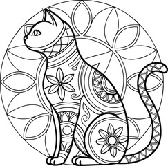 Wall Mural - PrintBeautiful line art coloring page featuring a dog