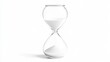 © Sinechana - 81.Crisp image of a minimalist hourglass with fine sand gently falling through its center, set against a bright white backdrop; high-resolution details capture the clarity of the glass and the even