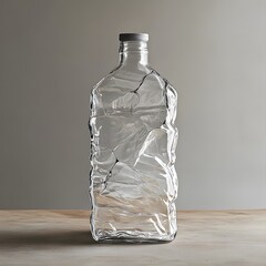 Canvas Print - A Clear Glass Bottle with a Cracked Texture Design