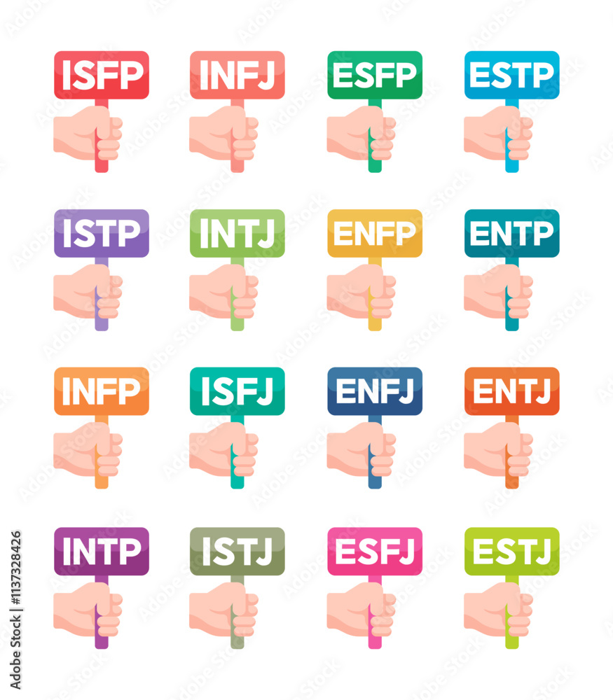 16 Mbti Personality Types Mbti Test Stock Vector Adobe Stock