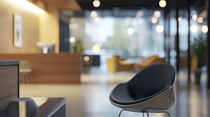 Wall Mural - a modern office interior showcasing a blurred view of desks and chairs. this contemporary workspace 