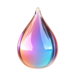 Poster - Gradient Water Drop 3D Holographic Icon on transparent background