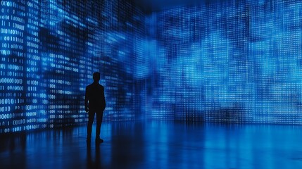 Abstract Representation of Data Flow and Digital Technology A Futuristic Highway of Binary Code,Ideal for Tech,Innovation