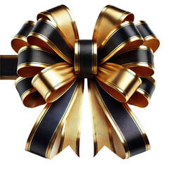 Poster - Elegant Gold Black Ribbon Bowknot Festive Gift Decoration isolated PNG