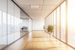 © rak - Modern Office Corridor with Glass Walls and City View