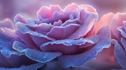 Poster - Frosted Purple Roses Delicate Petals Winter Bloom