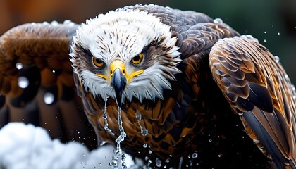 eagle diving for prey in a forest stream wildlife photography close-up shot dynamic environment natu