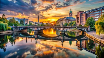 Wall Mural - Captivating View of Marie Elisabeth Lders Steg Bridge Over Spree River in Berlin, Showcasing Modern Architecture Amidst Scenic City Landscape