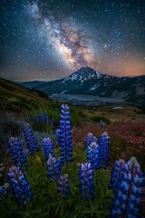Wall Mural - Stunning night sky with the Milky Way stretching across a starry backdrop. Ideal for nature and astronomy themes.