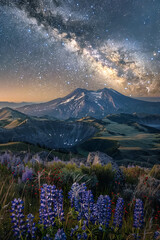 Wall Mural - Stunning night sky with the Milky Way stretching across a starry backdrop. Ideal for nature and astronomy themes.