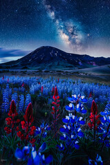 Wall Mural - Stunning night sky with the Milky Way stretching across a starry backdrop. Ideal for nature and astronomy themes.