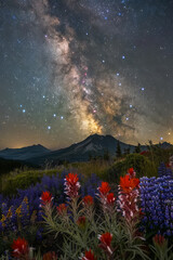 Wall Mural - Stunning night sky with the Milky Way stretching across a starry backdrop. Ideal for nature and astronomy themes.
