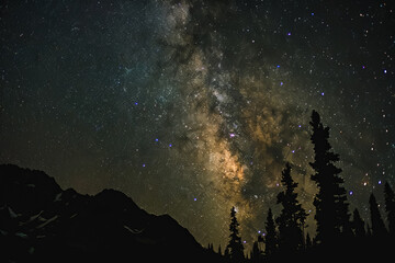Wall Mural - Stunning night sky with the Milky Way stretching across a starry backdrop. Ideal for nature and astronomy themes.