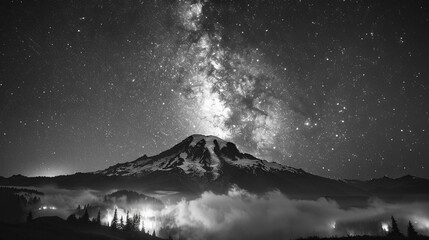 Stunning night sky with the Milky Way stretching across a starry backdrop. Ideal for nature and astronomy themes.