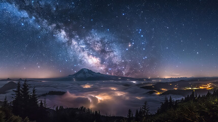 Wall Mural - Stunning night sky with the Milky Way stretching across a starry backdrop. Ideal for nature and astronomy themes.