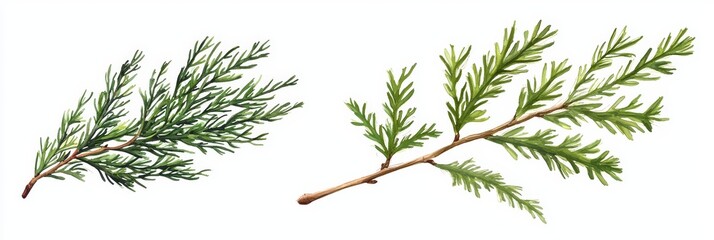lebanese cedar leaf and tree illustration on white background generative ai