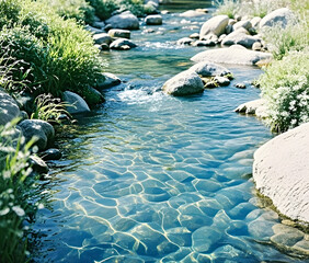 Wall Mural - water flowing in the forest