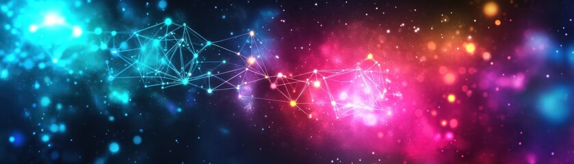 Leinwandbilder - AI research depicted as glowing abstract neural networks in a watercolor galaxy of colors