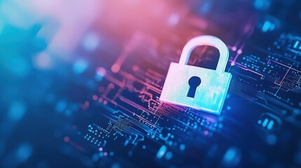 Poster - AI defending critical digital infrastructures against ransomware attacks top view emphasizing active threat management futuristic tone Colored Pastel