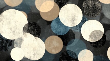 Wall Mural - Textured circles overlap in abstract pattern.