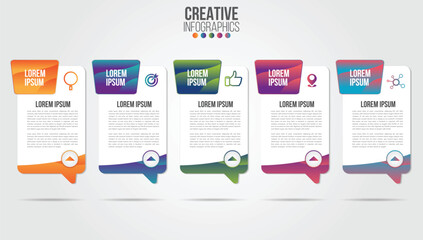 Wall Mural - business infographic design template with icons and 5 numbers options or steps. can be used for proc