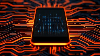 Modern Smartphone on Circuit Board Background