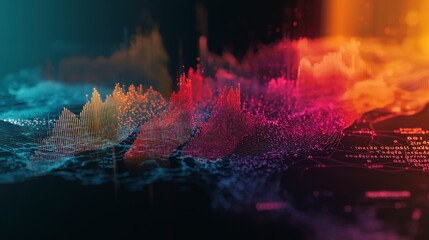 Poster - Dynamic data visualization abstract background digital art soft glow aerial view futuristic concept for seo impact