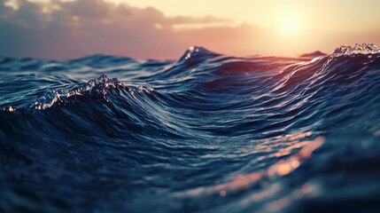 Poster - Dynamic ocean waves at sunset nature scenic visuals peaceful atmosphere close-up elegance in motion