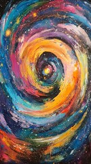 Wall Mural - A swirling vortex of stars and galaxies in vibrant colors, giving a cosmic feel.