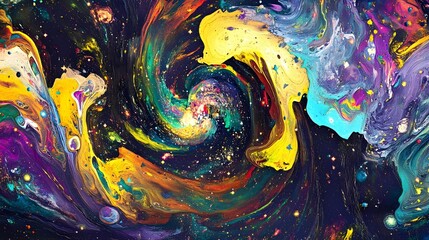 Wall Mural - A swirling vortex of stars and galaxies in vibrant colors, giving a cosmic feel.
