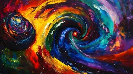 Wall Mural - A swirling vortex of stars and galaxies in vibrant colors, giving a cosmic feel.