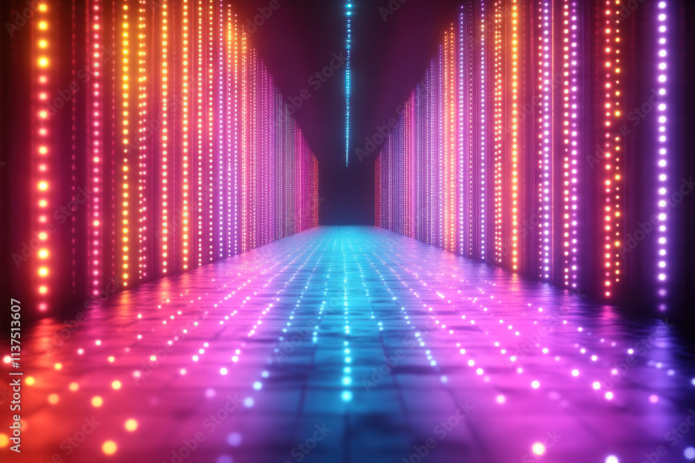 Neon Lights Illuminate Path in Spectrum of Colors Dynamically Stock ...