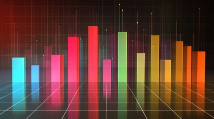 Poster - Colorful Bar Graph Representation of Data with Reflections on Surface