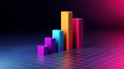 Aufkleber - Colorful 3D Bar Graph Representing Data Analysis and Growth Trends