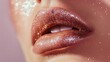 © pornsawan - Beige nude tone lipstick make up isolated on a studio background,natural Liquid lipsticks,makeup cosmetic lips, product mockup for beauty fashion business,sale,swatch color,template.