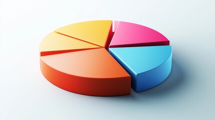 Aufkleber - Colorful pie chart with bright segments on a clean surface