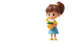 © Zain - A cheerful young girl holding a potted flower, standing against a transparent background, ready to celebrate spring with her blooms.