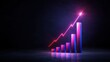 © 1000lnw - A vibrant graph with ascending bars and a glowing line indicates growth and progress in a dark background.