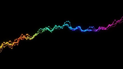 Leinwandbilder - Vibrant Colorful Wave of Data Visualization on Black Background